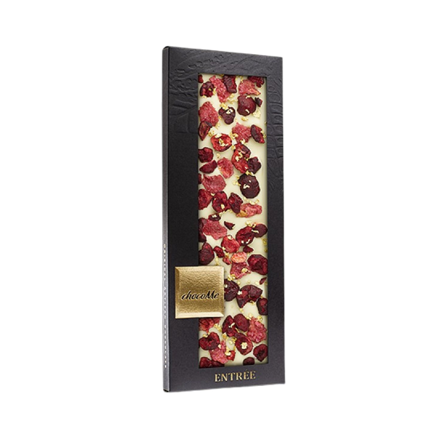 ChocoMe - Fehércsokoládé, Liofilizált meggy darabkák, Rózsaszirom, Valódi 23 karátos arany