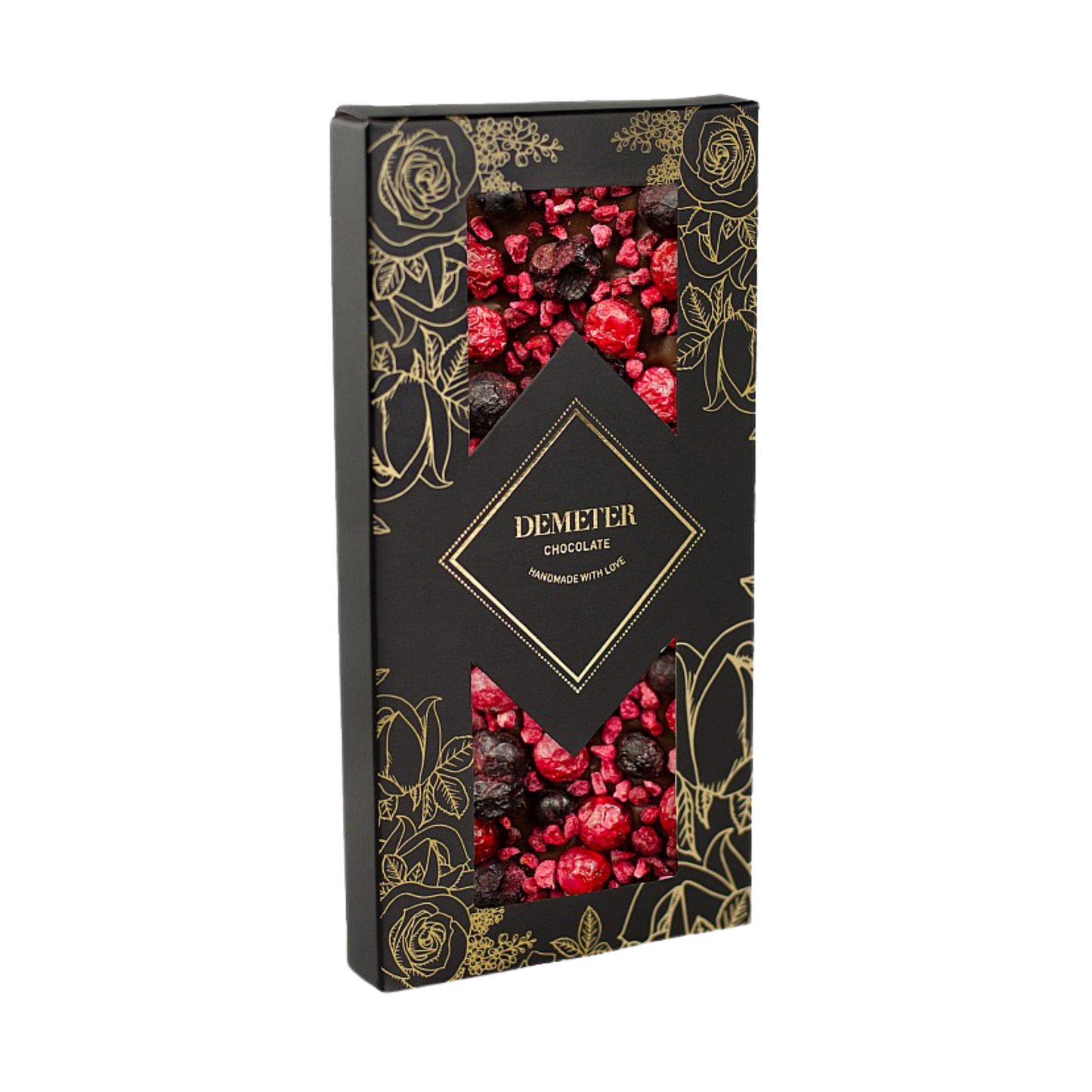 Demeter Chocolate - Étcsokoládé málnával, piros és fekete ribizlivel