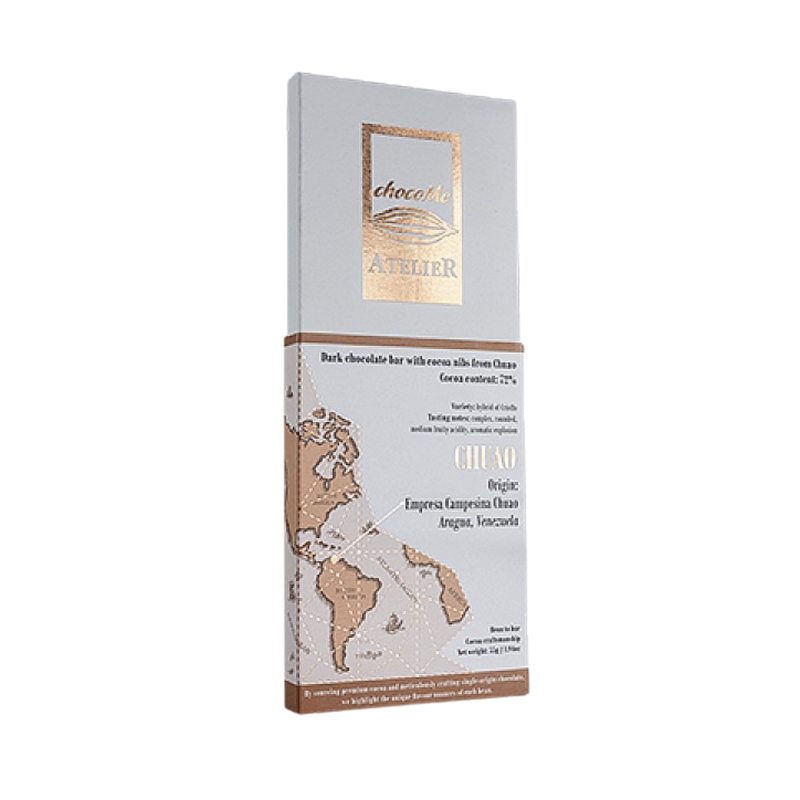 ChocoMe  -   Étcsokoládé kakaóbab törettel Chuao-ból származó kakaóbabból