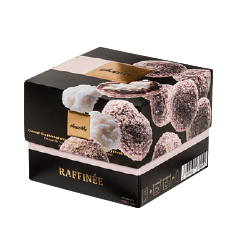 ChocoMe - Étcsokoládéval és málna couverture-rel bevont kókuszkorong