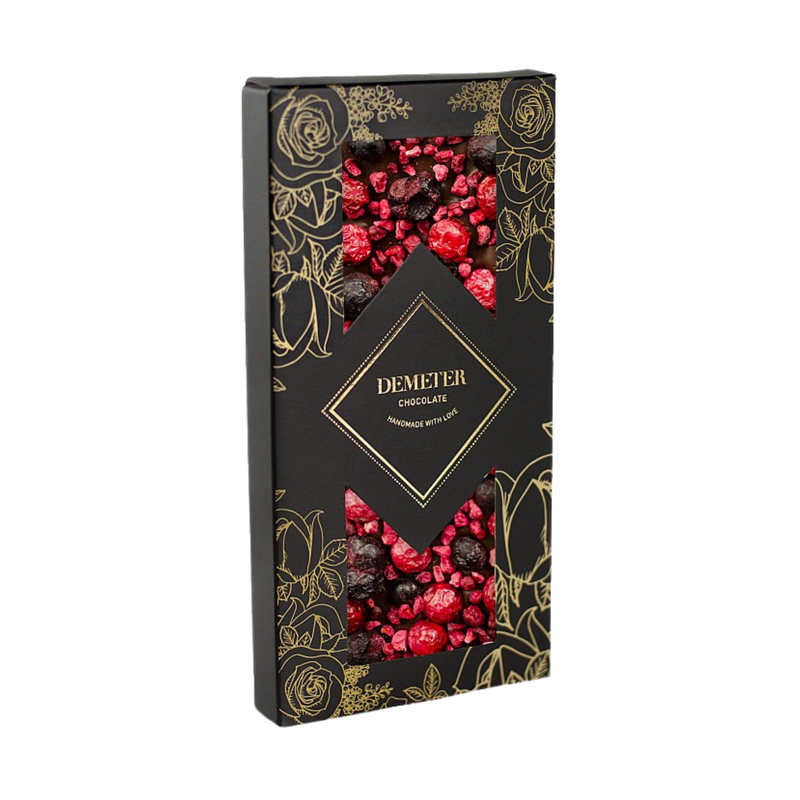 Demeter Chocolate - Dark chocolate with raspberry, redcurrant and blackcurrant