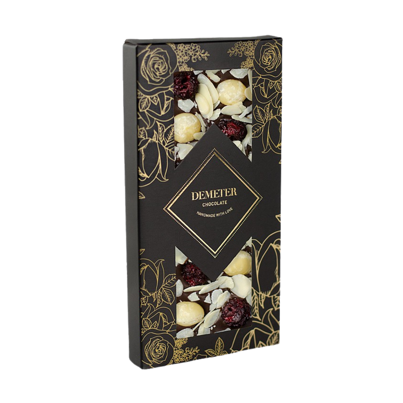 Demeter Chocolate - Dark chocolate with almonds, macadamia nuts and sour cherries