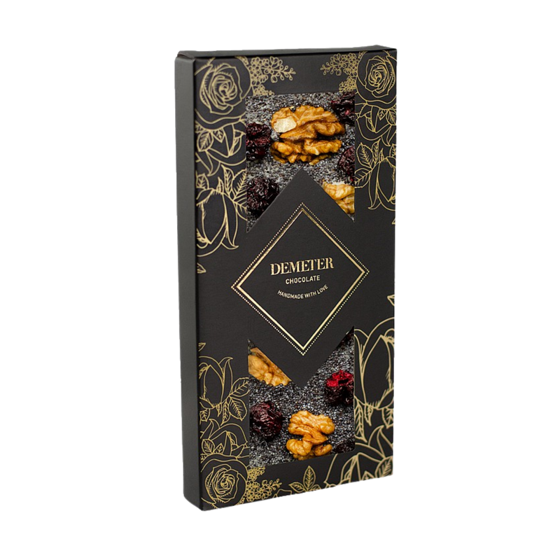 Demeter Chocolate - White chocolate with sour cherry, poppy seeds and walnuts