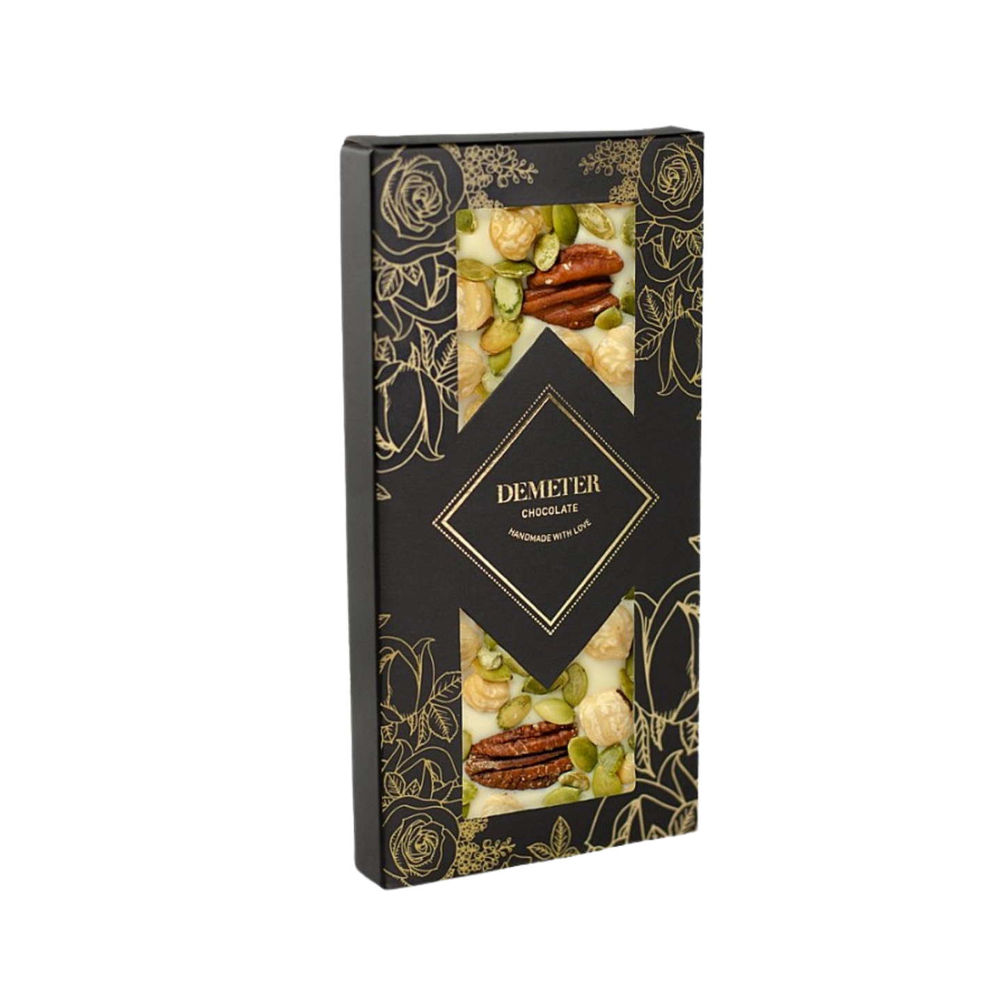 Demeter Chocolate - Fehércsokoládé pekándióval, tökmaggal és piemonti mogyoróval