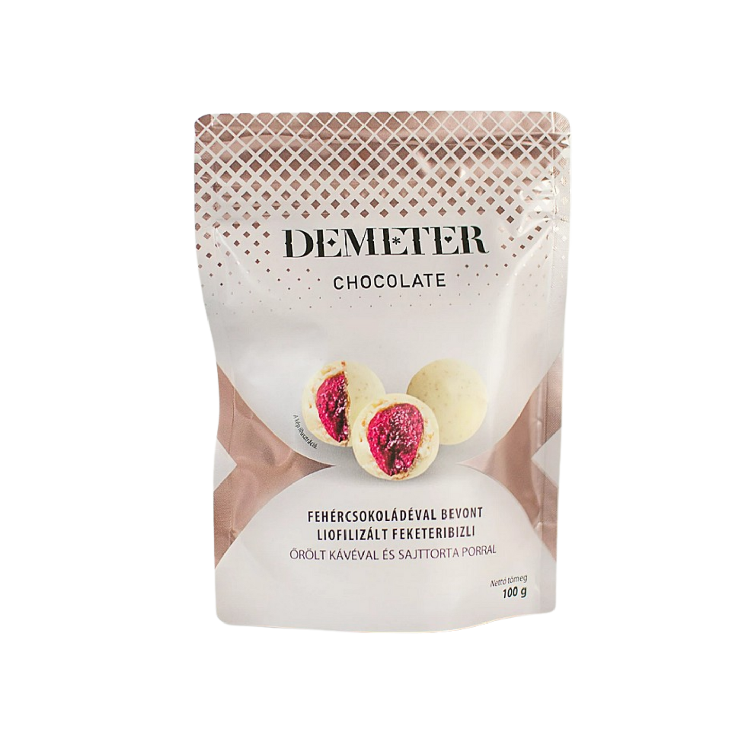 Demeter Chocolate - Fehércsokoládéval bevont ribizli sajttorta porral és kávéval