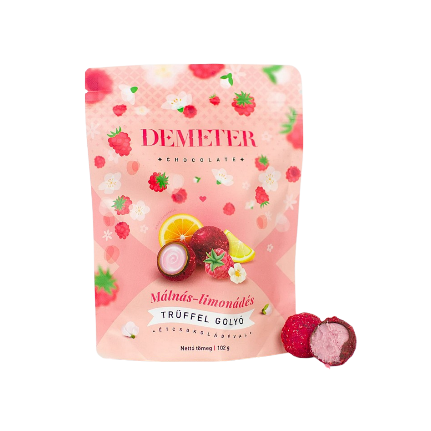 Demeter Chocolate - Málnás limonádés trüffelgolyó étcsokoládéval