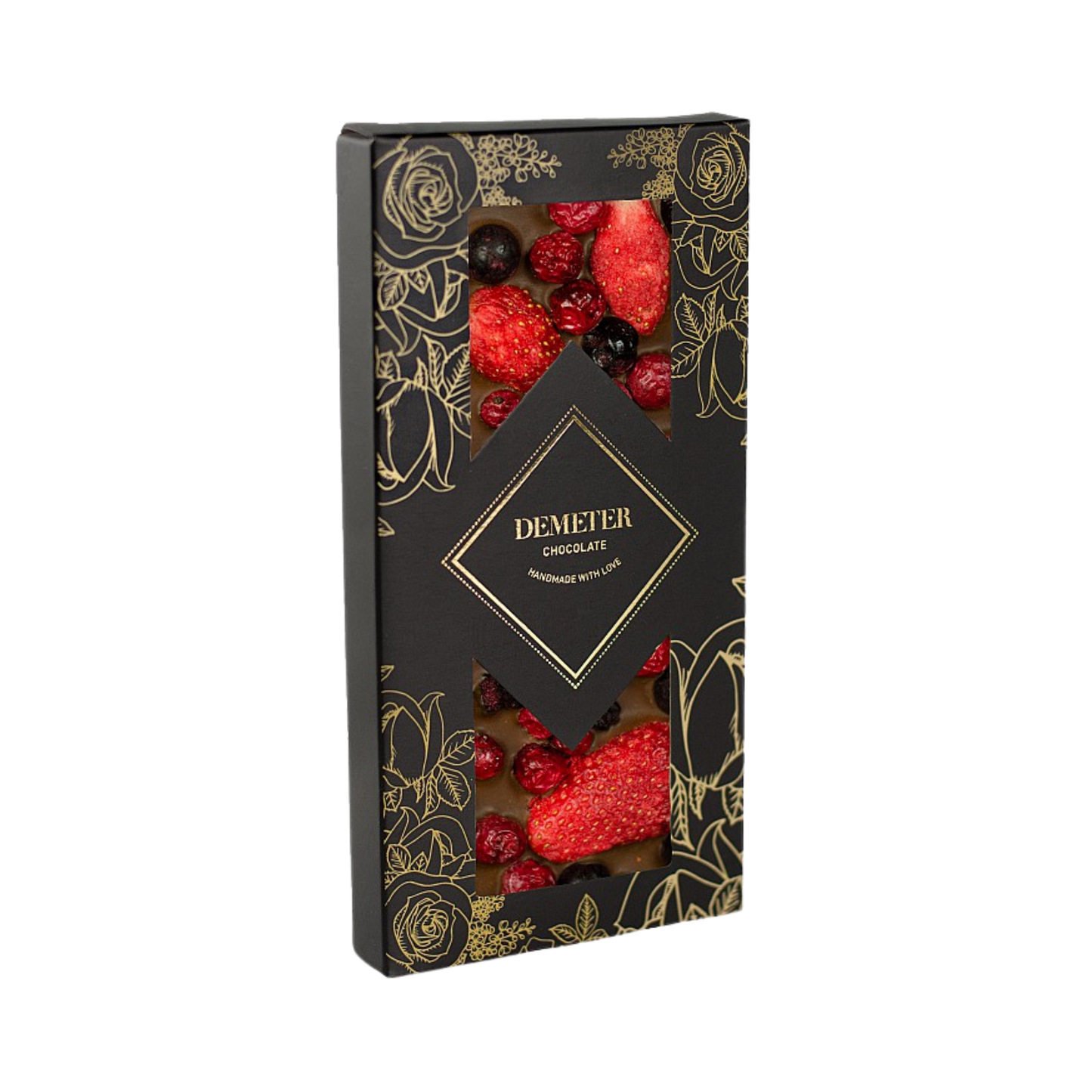 Demeter Chocolate - Tejcsokoládé eperrel, piros és fekete ribizlivel