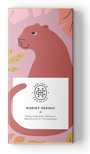 Harlequin "Rubint Párduc" rubycsokoládé (40,3%) Málnával & Naranccsal & Pisztáciával