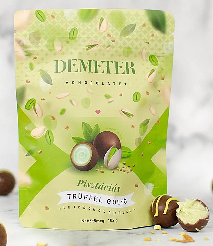 DemeterChocolate Pisztáciás trüffelgolyó tejcsokoládéval